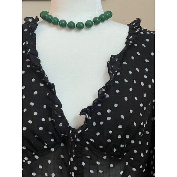 Polka Dot Sheer Long Puffy Sleeves Blouse Size 12 - Picture 4 of 11